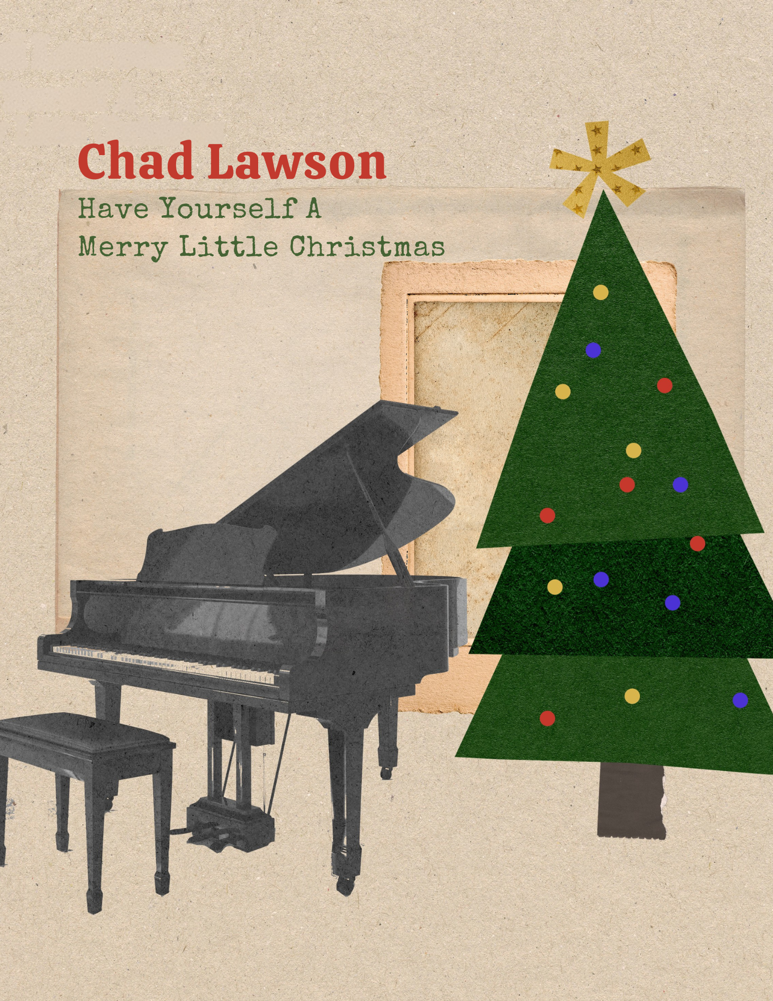 Album cover with a piano and Christmas tree, featuring Chad Lawson's 'Have Yourself A Merry Little Christmas'.
