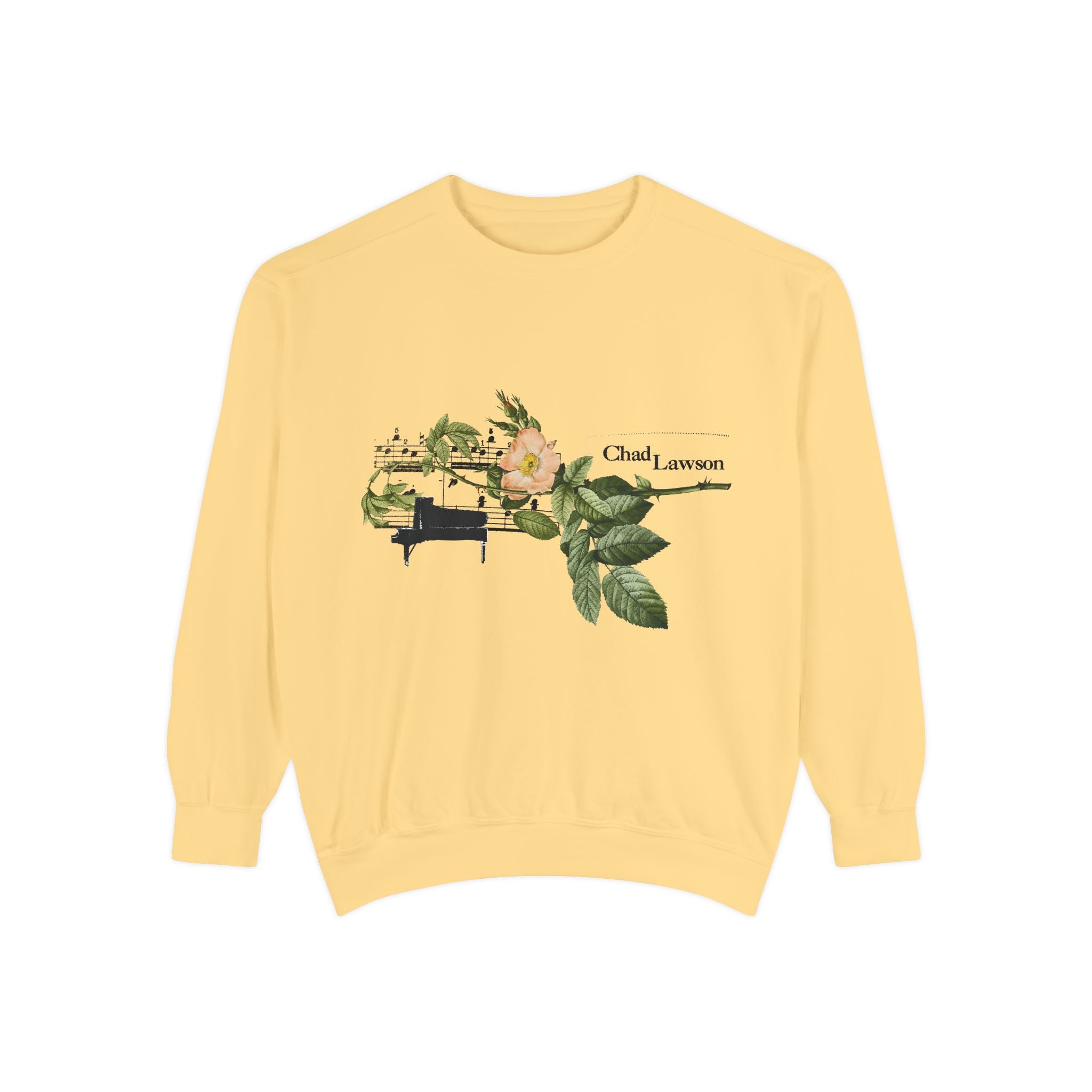 Floral Piano Crewneck Sweatshirt — 'Chad Lawson' Sheet Music Design