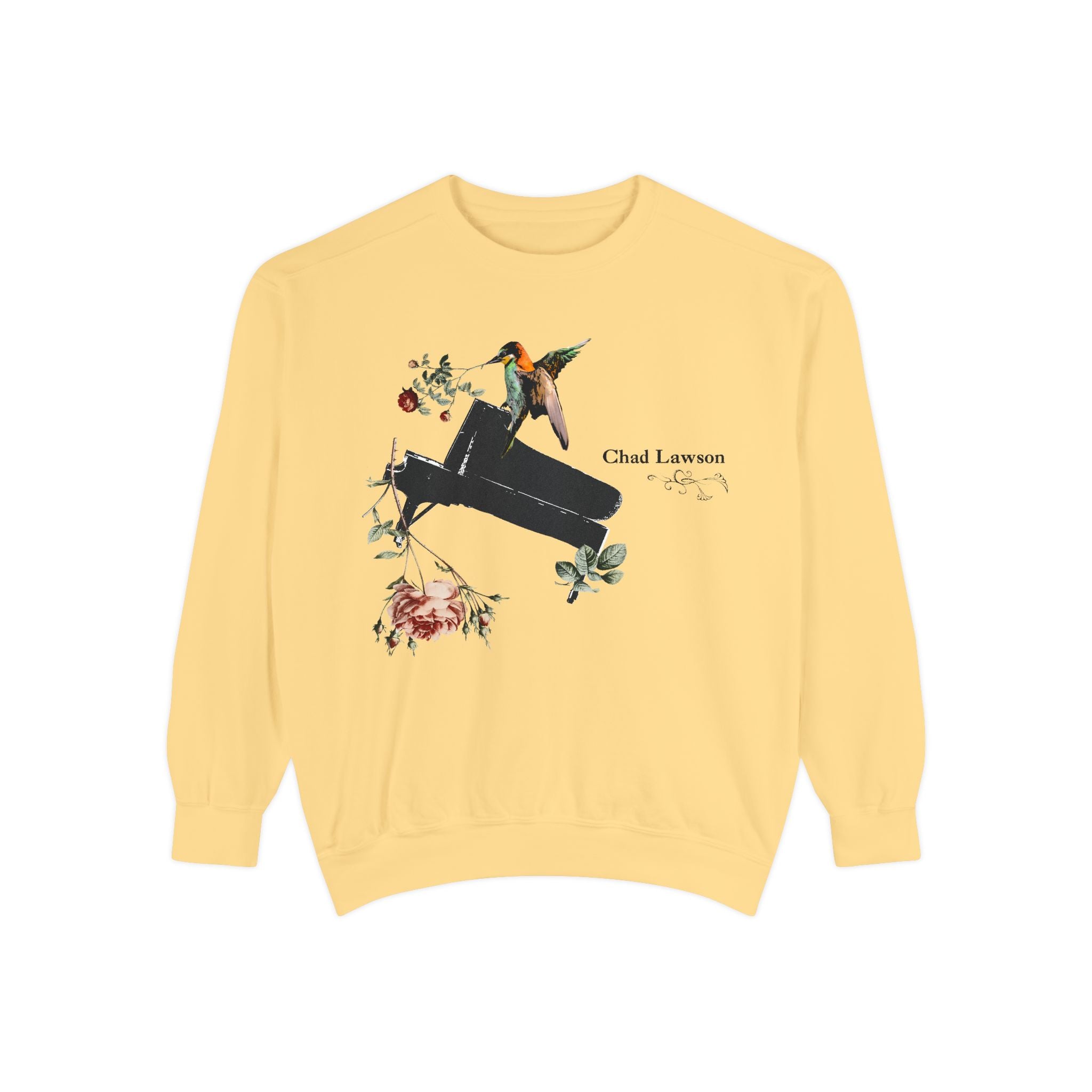 Floral Piano Sweatshirt — 'Chad Lawson' Hummingbird Music Crewneck