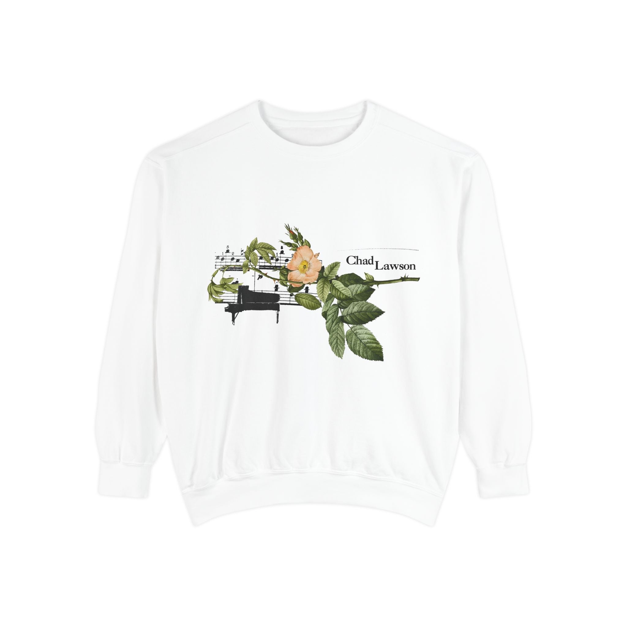 Floral Piano Crewneck Sweatshirt — 'Chad Lawson' Sheet Music Design
