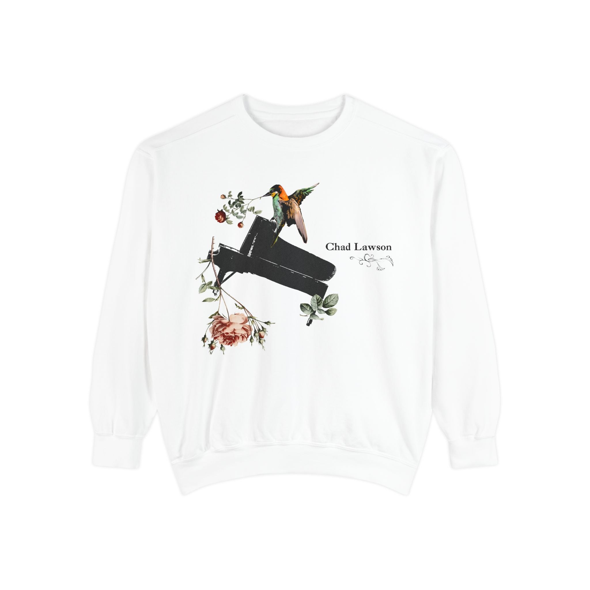 Floral Piano Sweatshirt — 'Chad Lawson' Hummingbird Music Crewneck