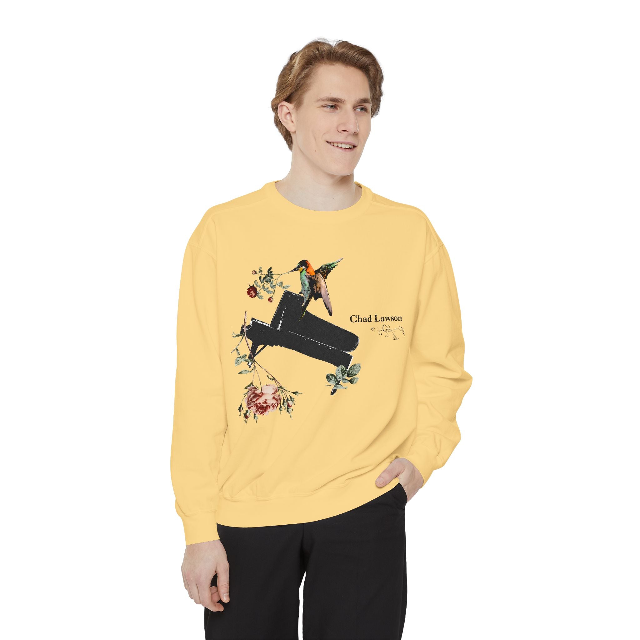 Floral Piano Sweatshirt — 'Chad Lawson' Hummingbird Music Crewneck